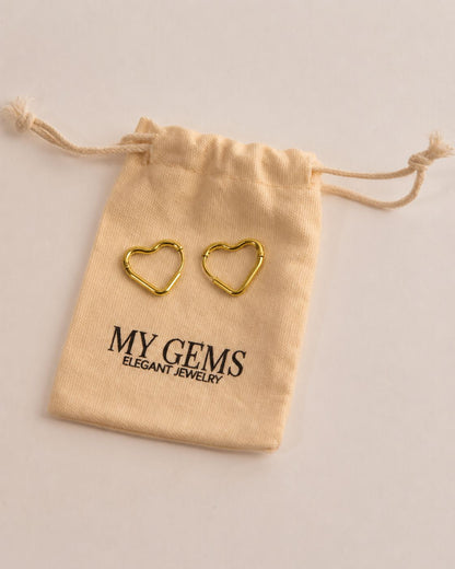 18k Gold plated full heart earrings