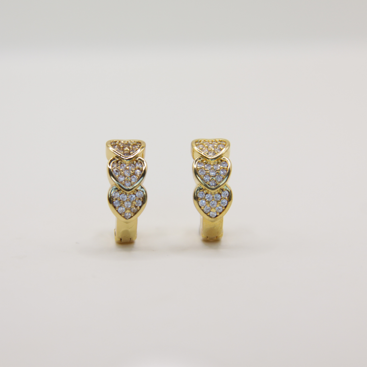 18k Gold plated triple heart earrings