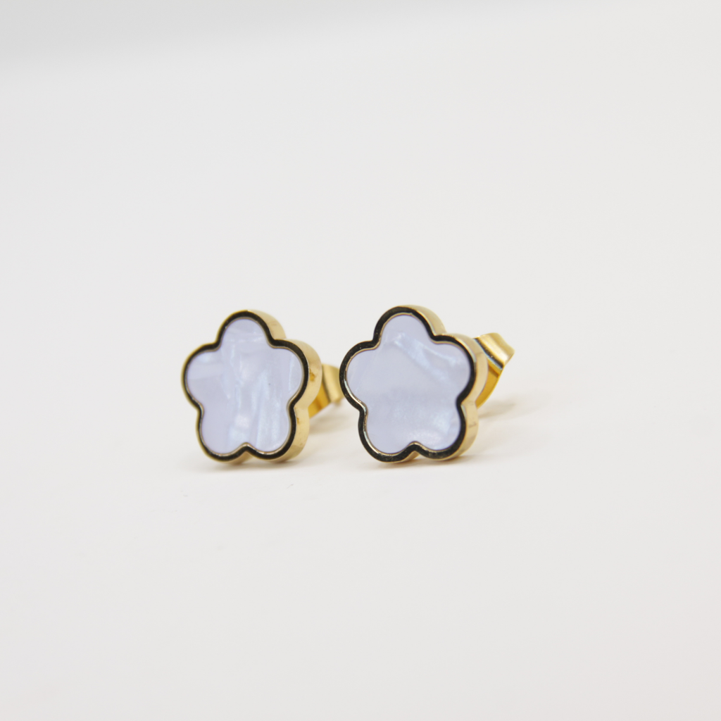 18k Gold plated parelmoer oorbellen