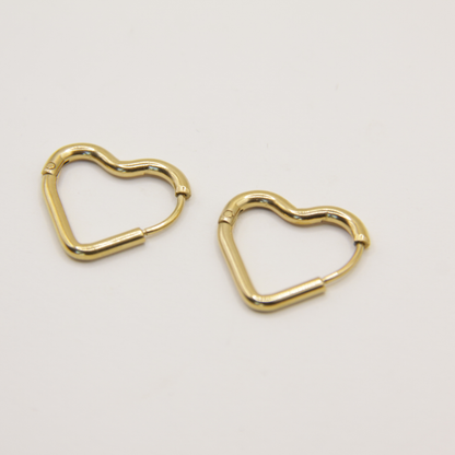 14k Gold plated big heart earrings