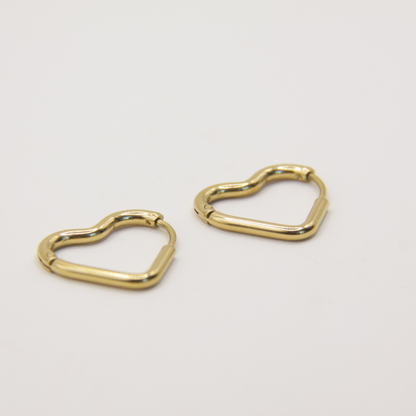 14k Gold plated big heart earrings
