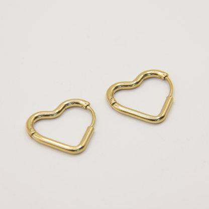 14k Gold plated big heart earrings