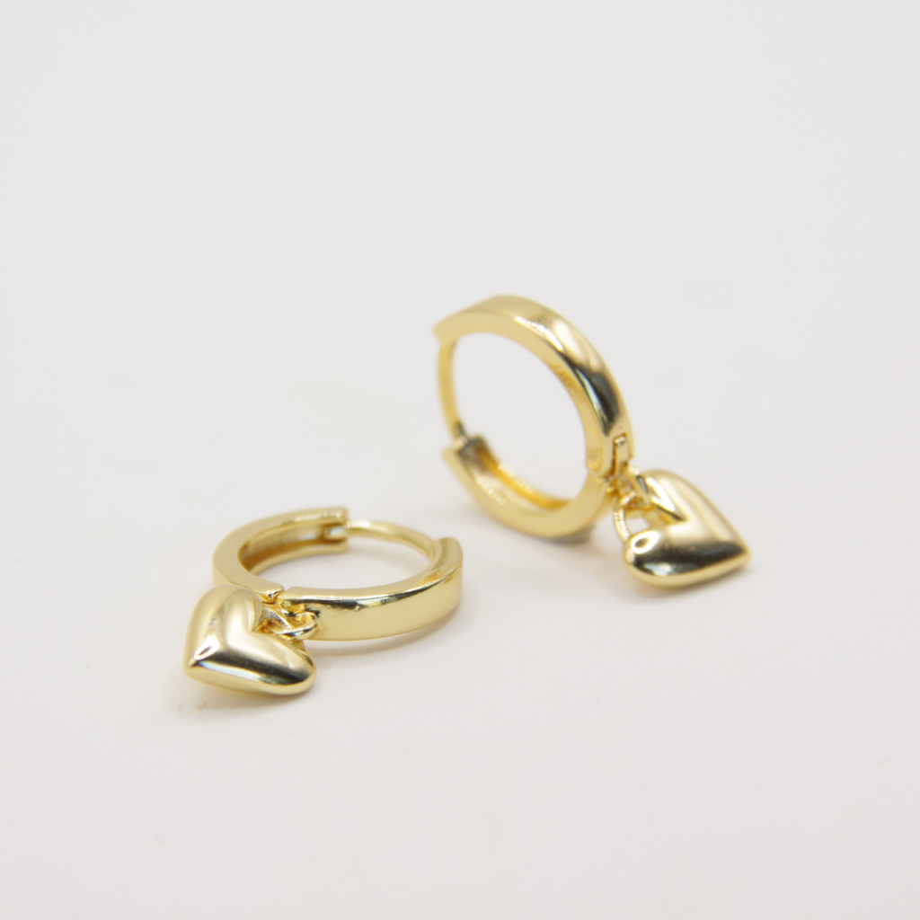Boucles d'oreilles cœur plaquées or 14 carats