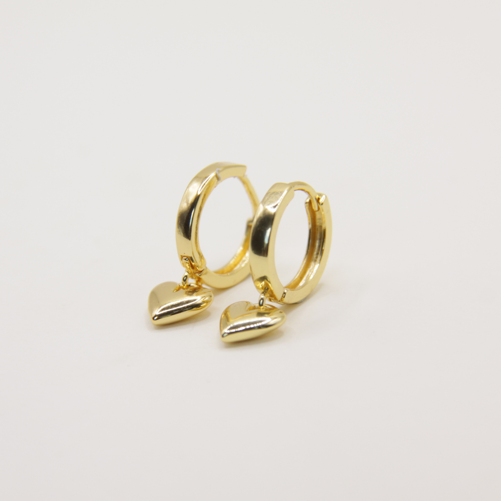 Boucles d'oreilles cœur plaquées or 14 carats