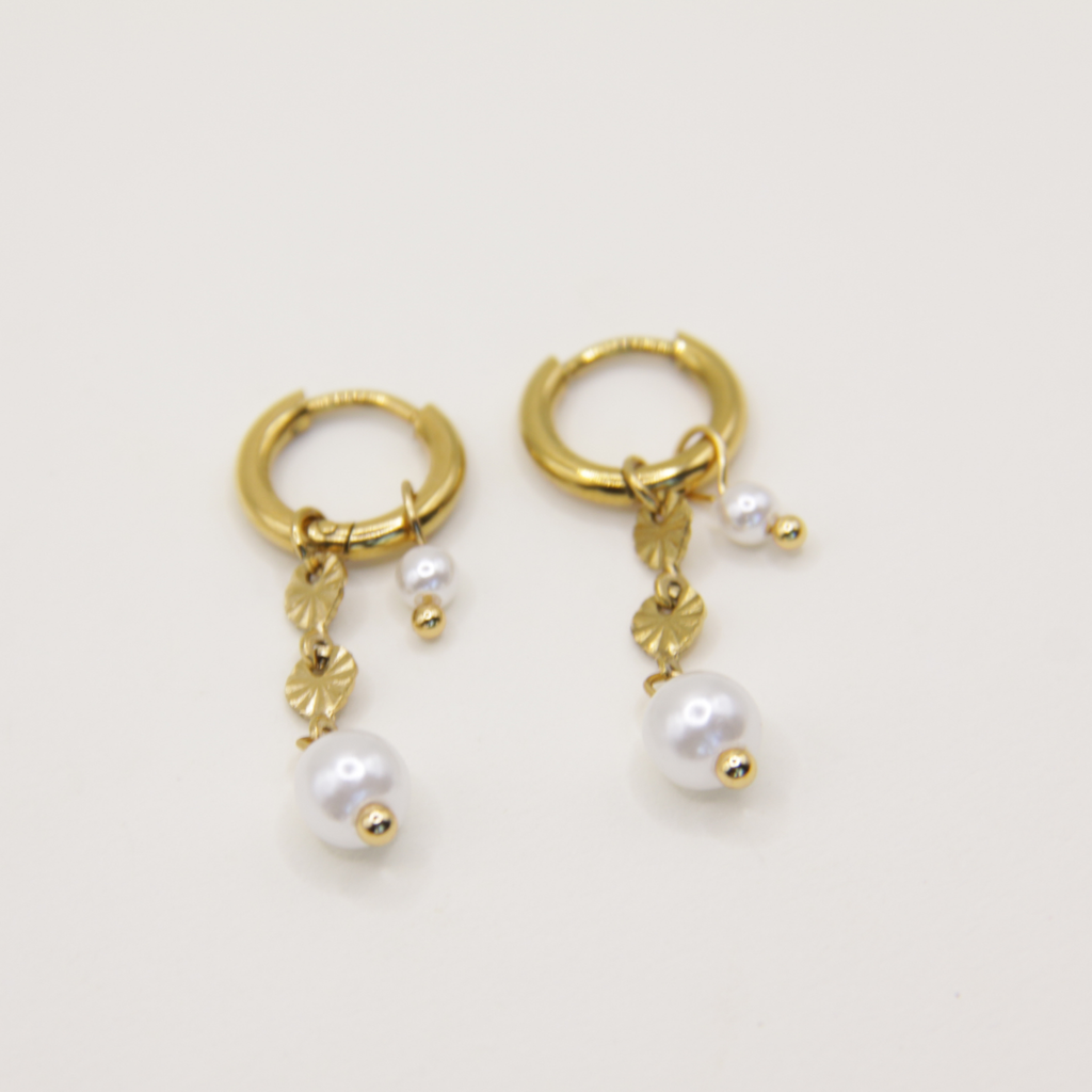 18k Gold plated parel oorbellen