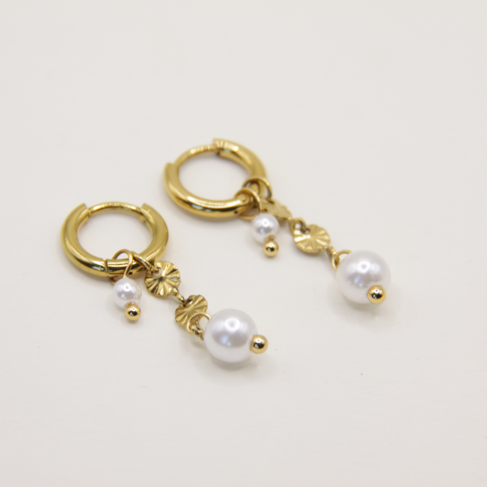 18k Gold plated parel oorbellen