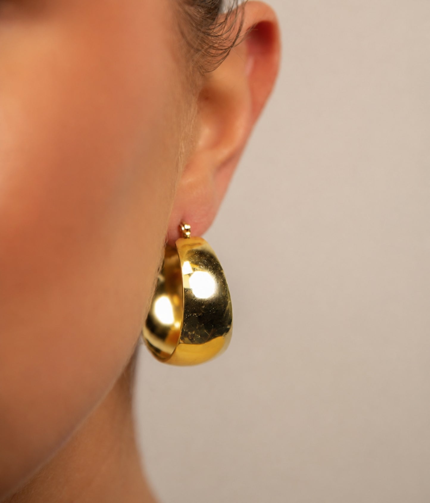 18k Gold plated chunky oval hoops
