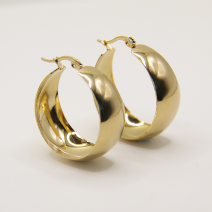 18k Gold plated chunky oval hoops