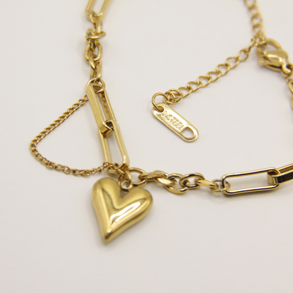 18k Gold plated heart bracelet