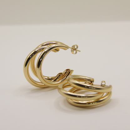 18k Gold plated triple hoops