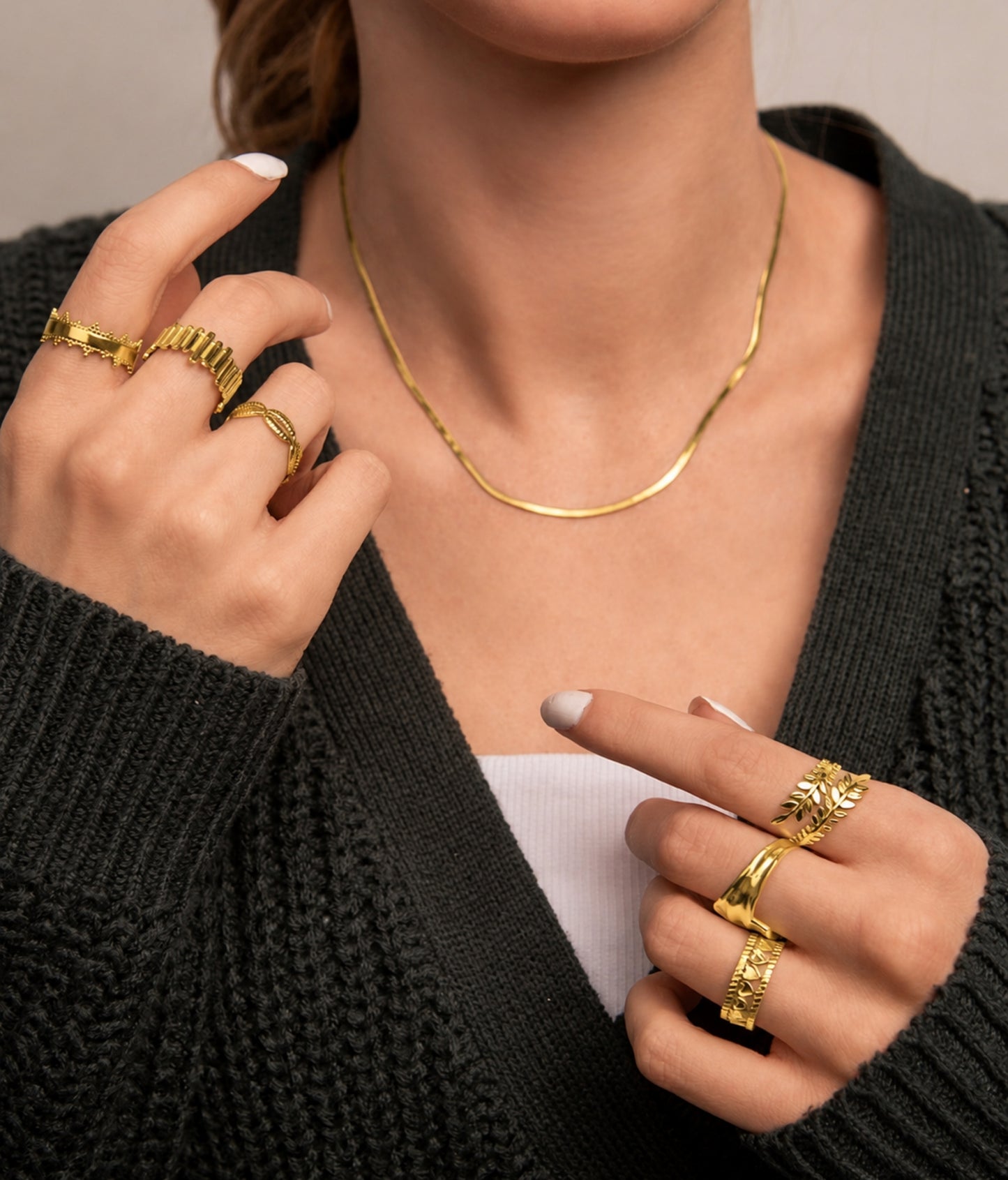 18k Gold plated heartline ring