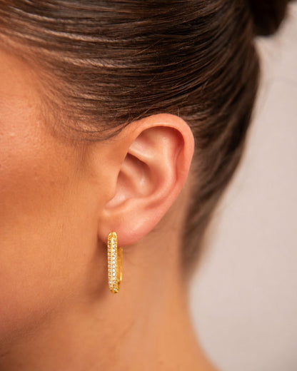 18k Gold plated zirkonia oval earrings