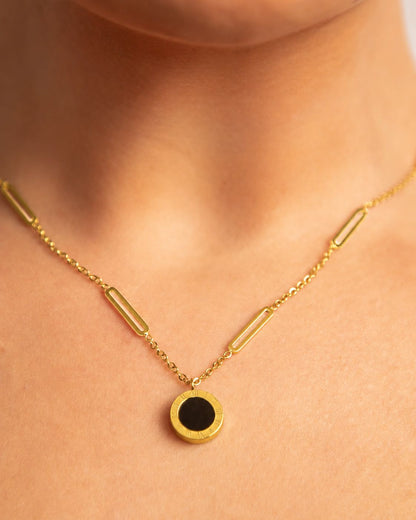 18k Gold plated black and white chain