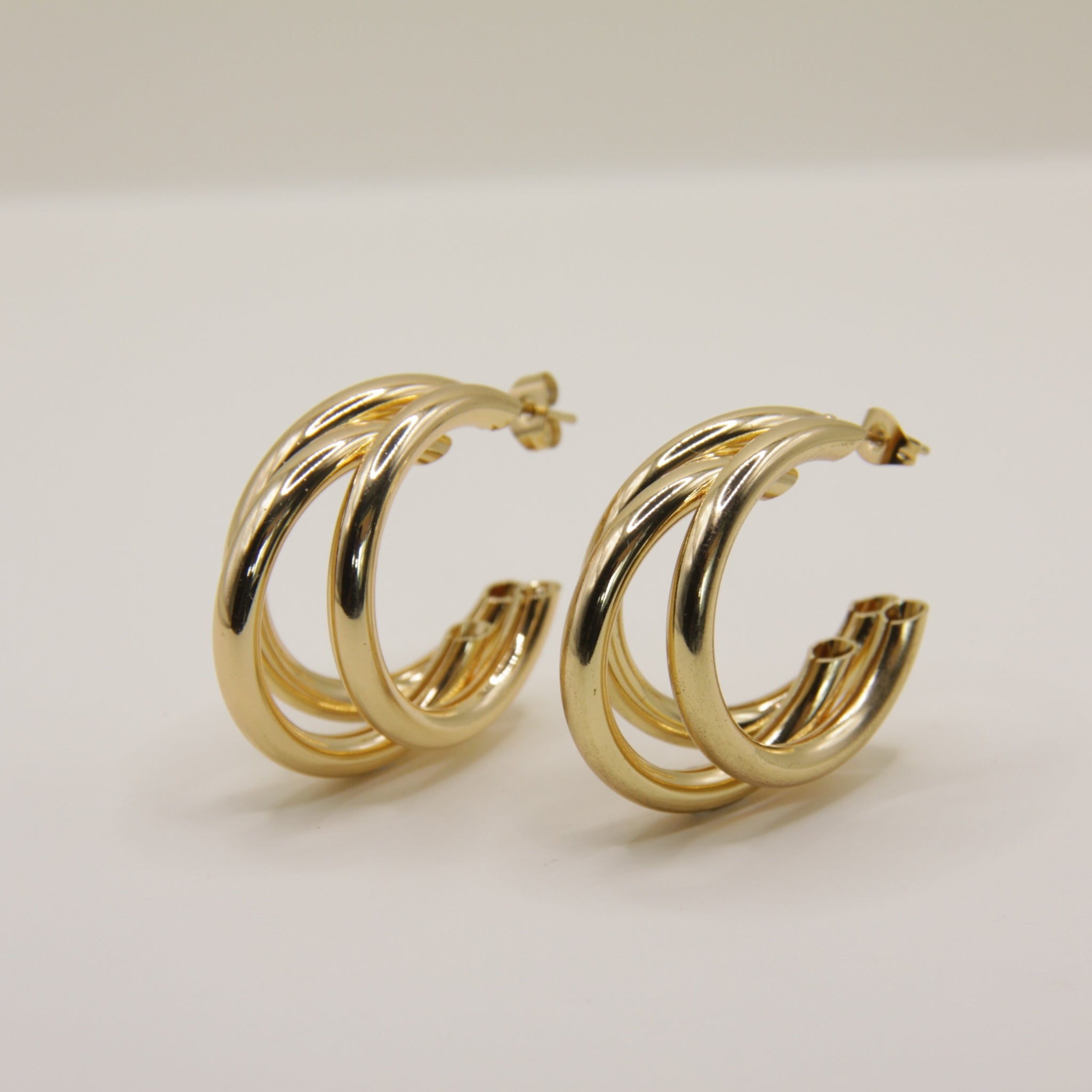 18k Gold plated triple hoops