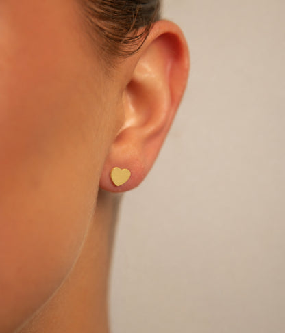 18k Gold plated heart stud earrings