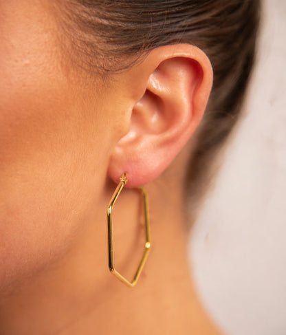 18k Gold plated hexagon hoops