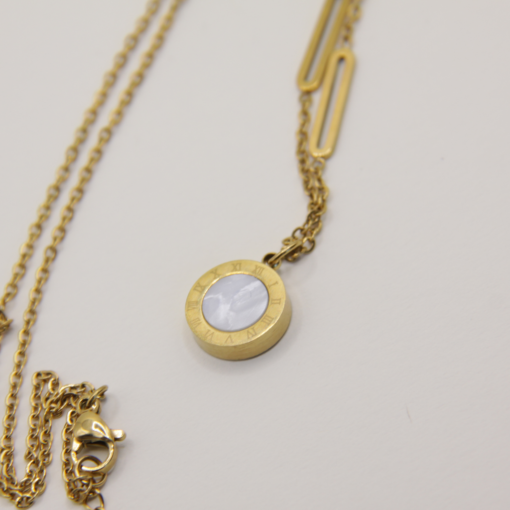 18k Gold plated black and white chain