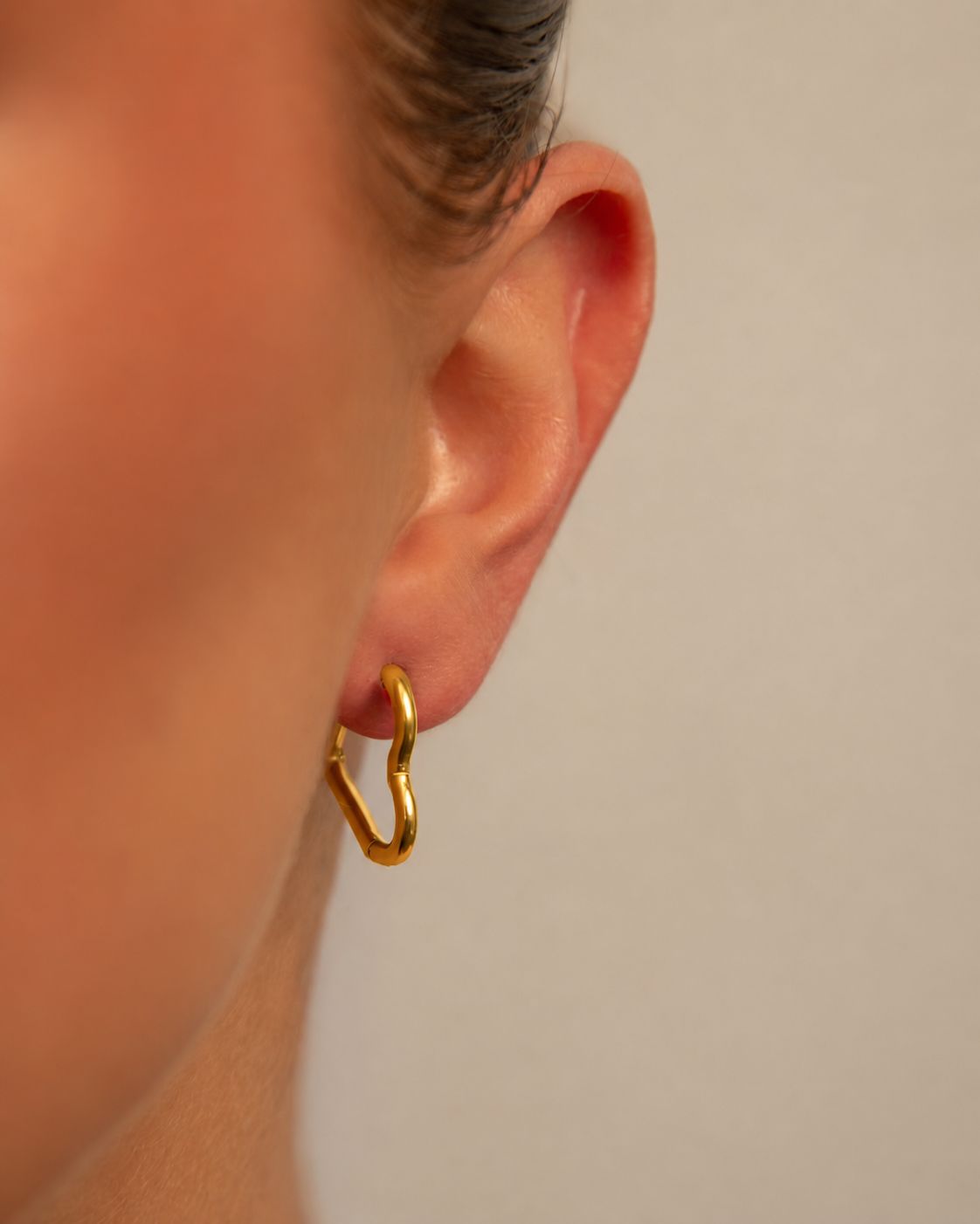 18k Gold plated full heart earrings
