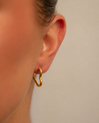 18k Gold plated full heart earrings