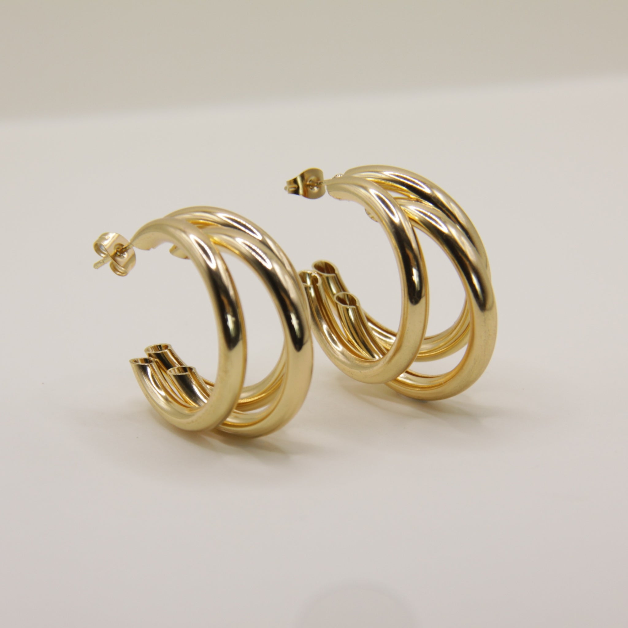 18k Gold plated triple hoops