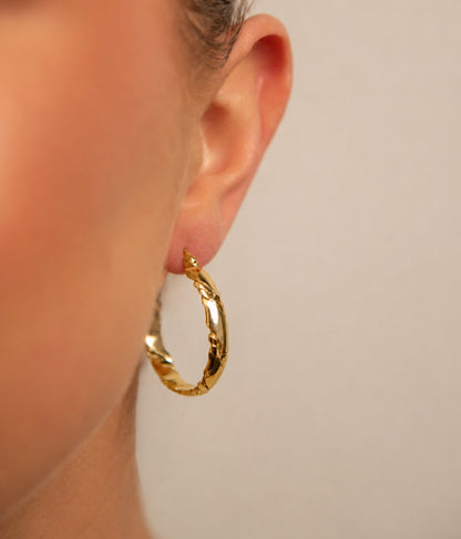 18k Gold plated slim flat hoops