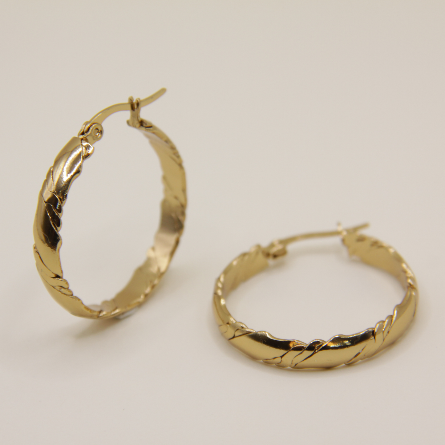 18k Gold plated slim flat hoops
