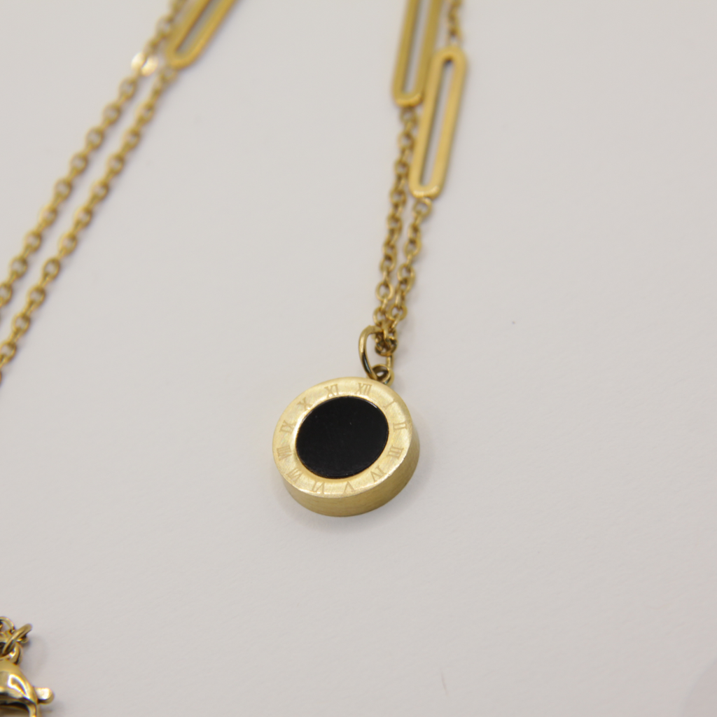 18k Gold plated black and white chain