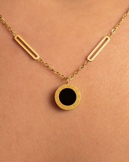 18k Gold plated black and white chain