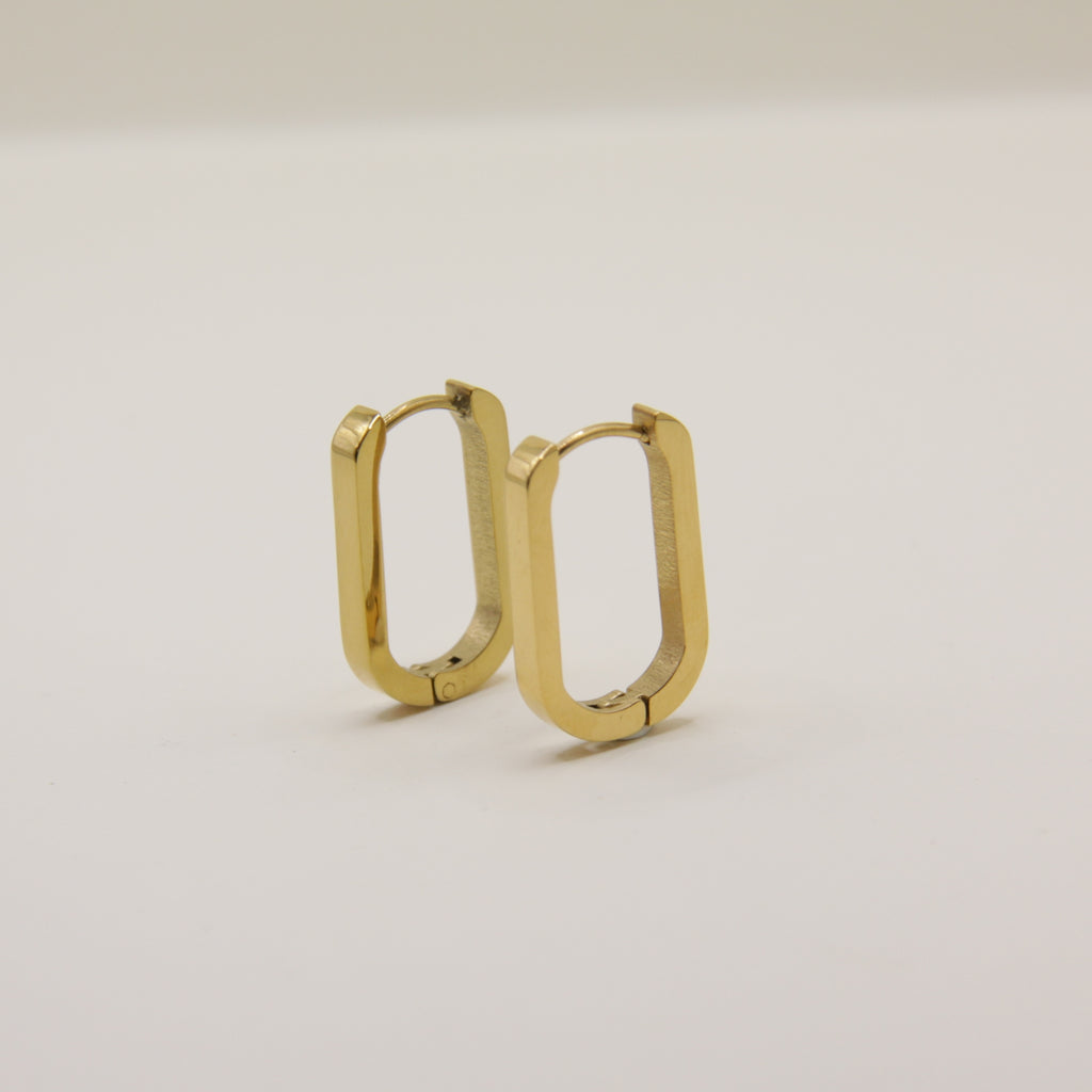 Boucles d'oreilles ovales plaquées or 14 carats