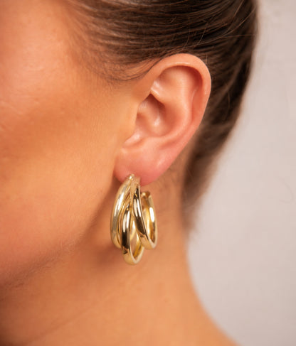 18k Gold plated triple hoops