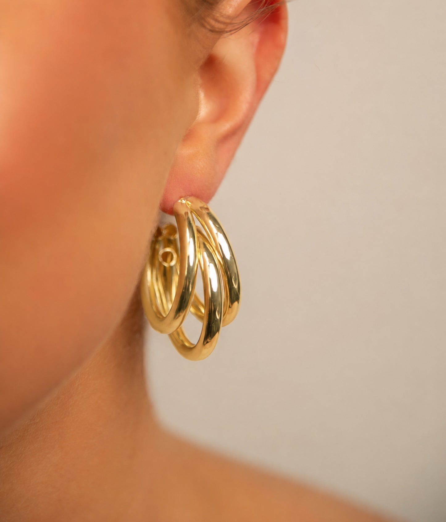 18k Gold plated triple hoops