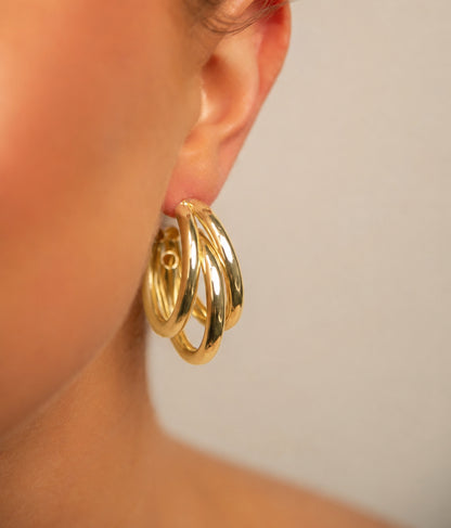 18k Gold plated triple hoops