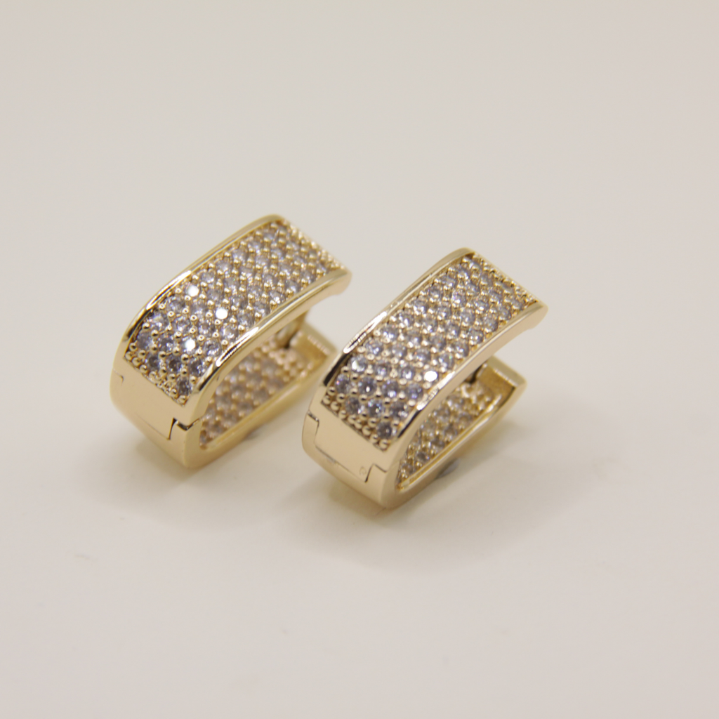 18k Gold plated big zirkonia oorbellen