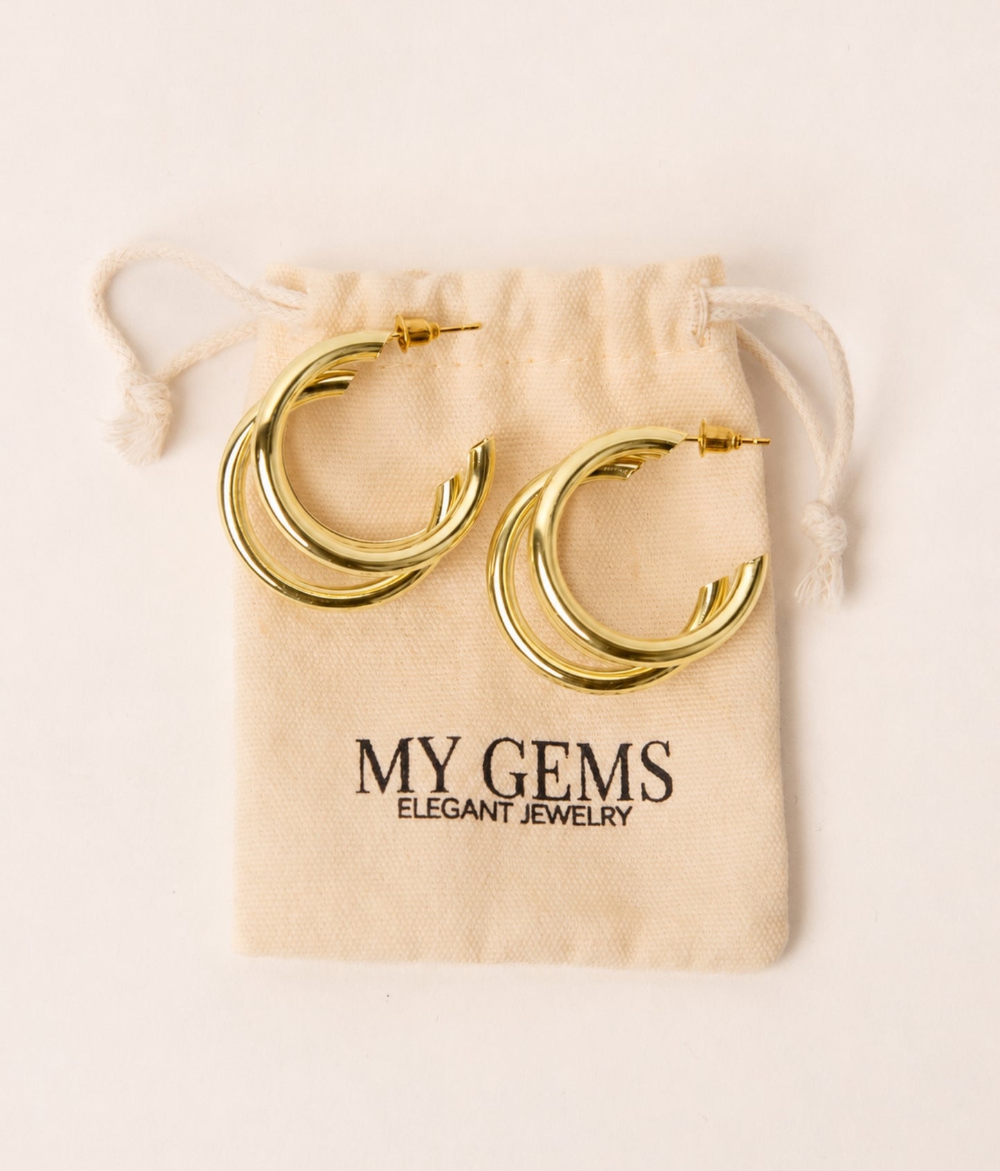 18k Gold plated triple hoops