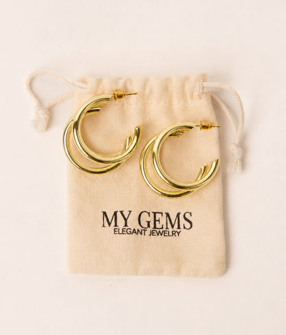 18k Gold plated triple hoops