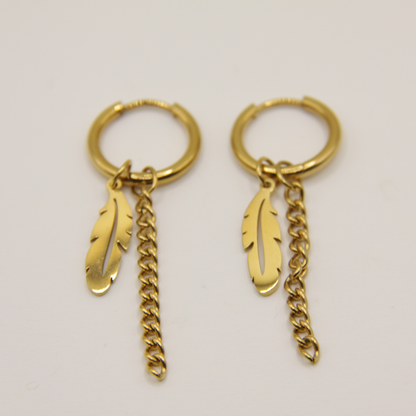 14k Gold plated feather earrings