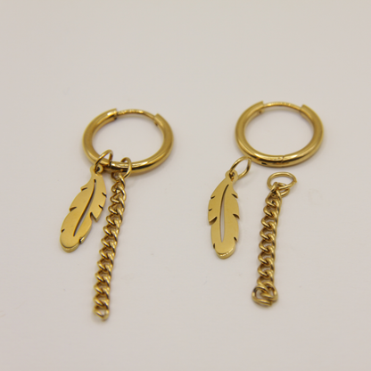 14k Gold plated feather earrings