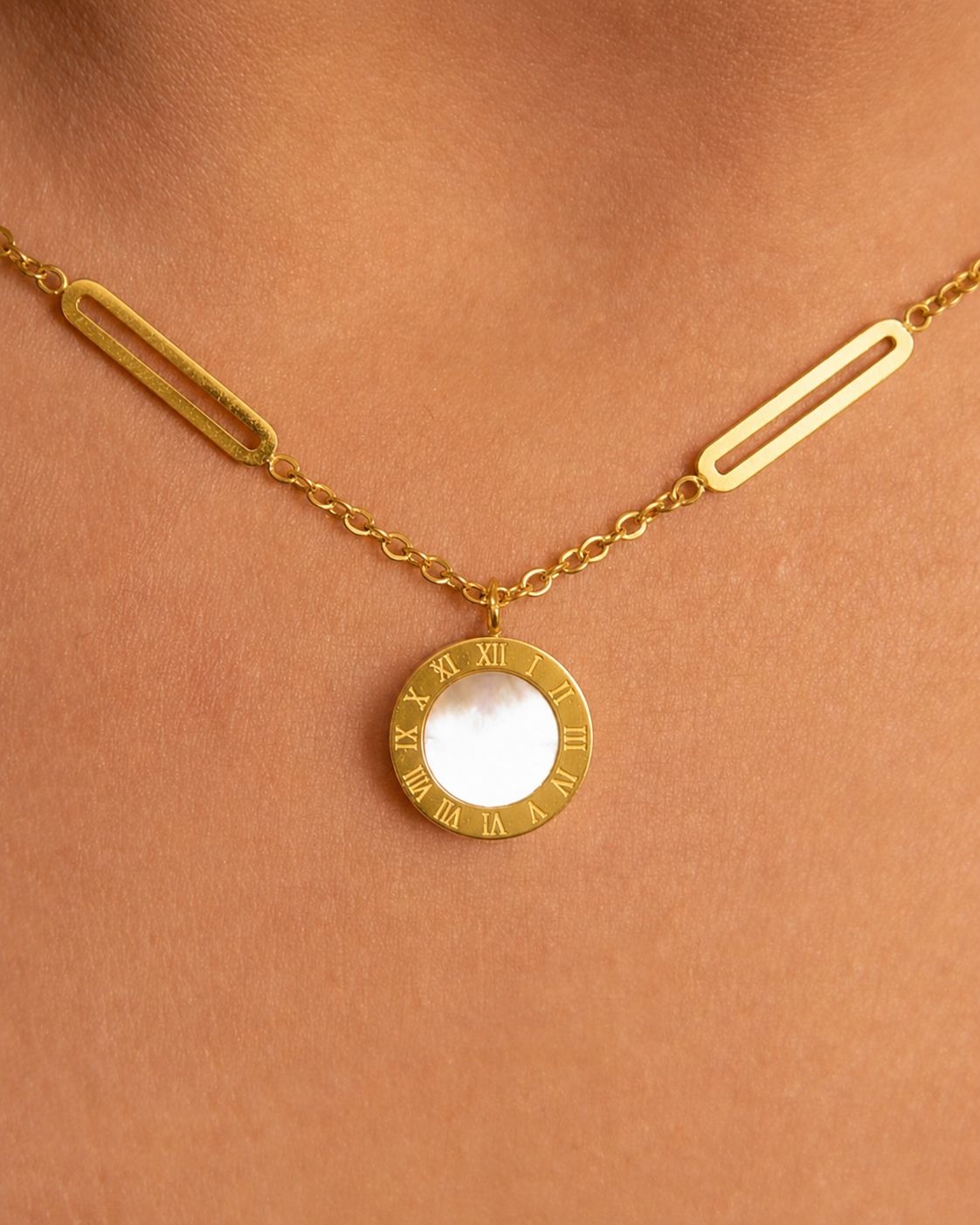 18k Gold plated black and white chain
