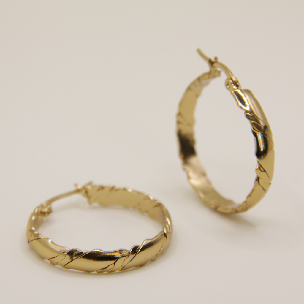 18k Gold plated slim flat hoops