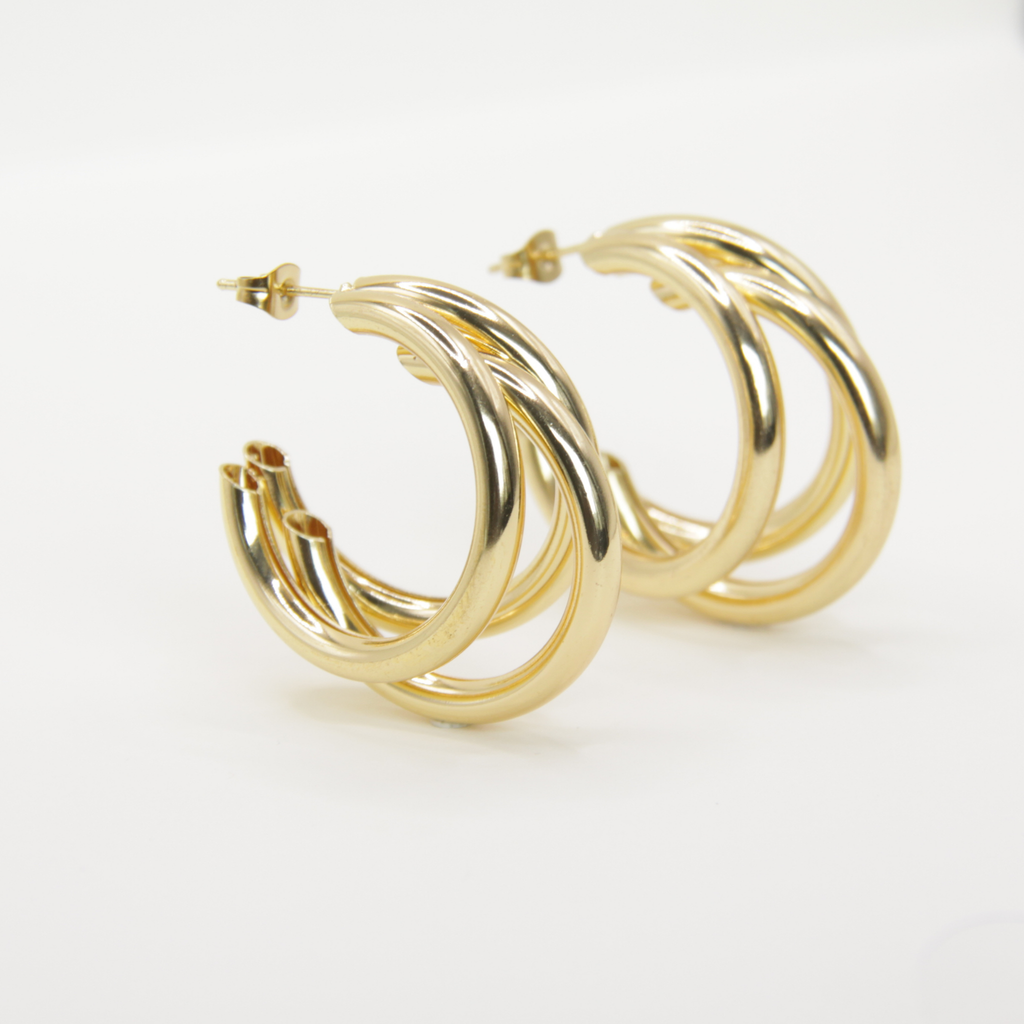 18k Gold plated triple hoops