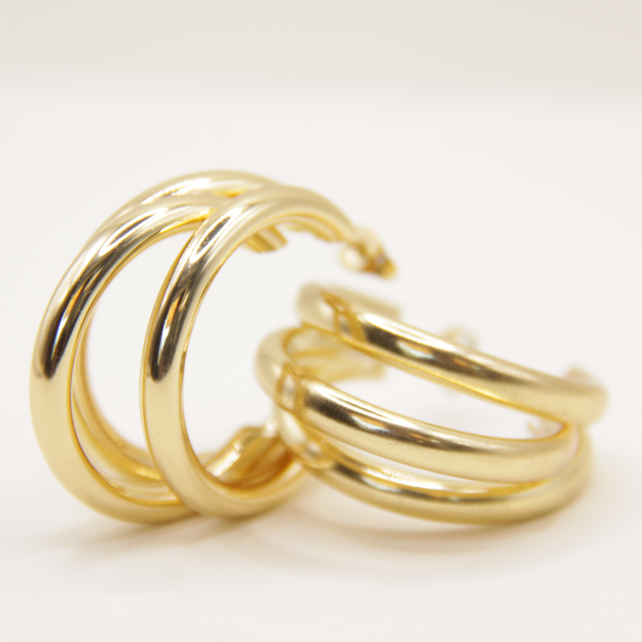 18k Gold plated triple hoops