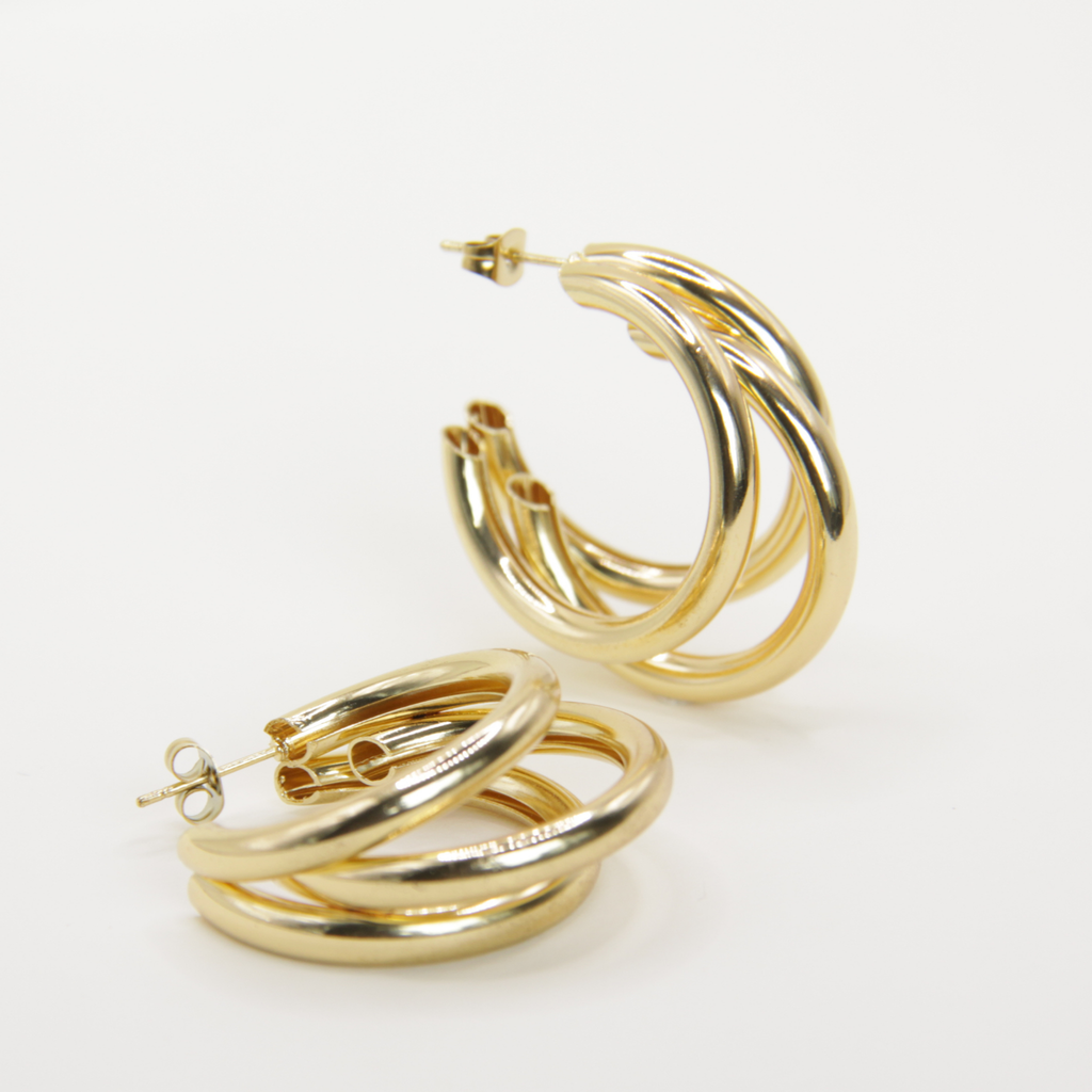 18k Gold plated triple hoops