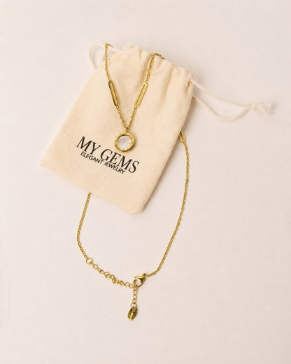 18k Gold plated black and white chain