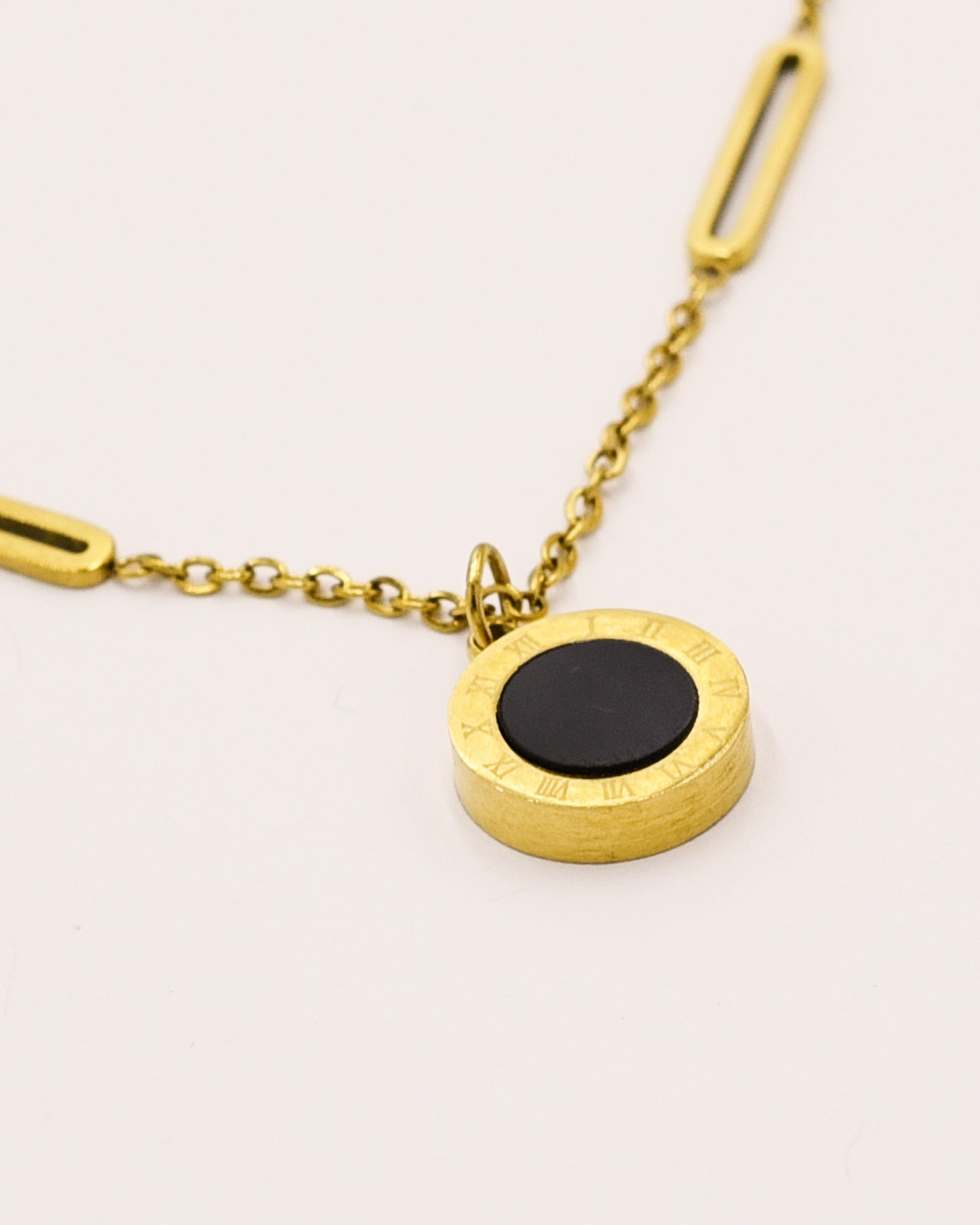 18k Gold plated black and white chain