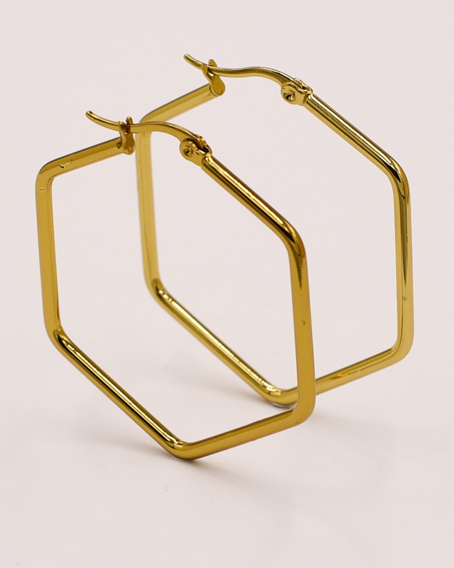 18k Gold plated hexagon hoops