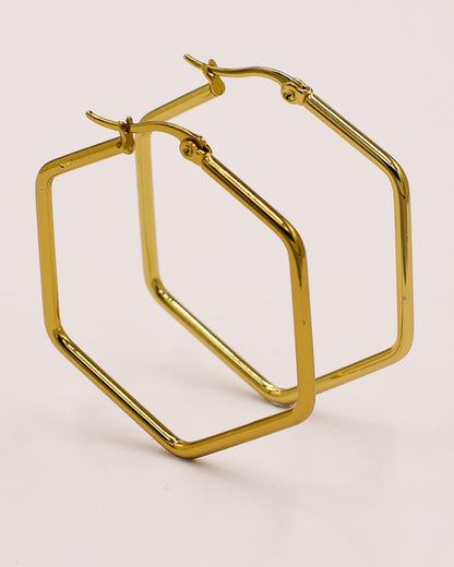 18k Gold plated hexagon hoops