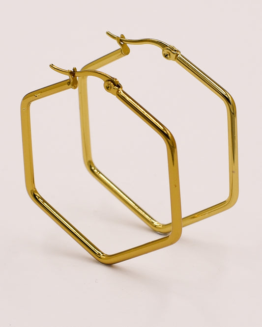 18k Gold plated hexagon hoops