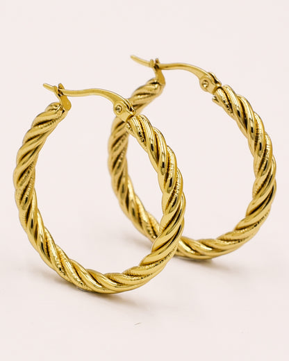 18k Gold plated braided hoops