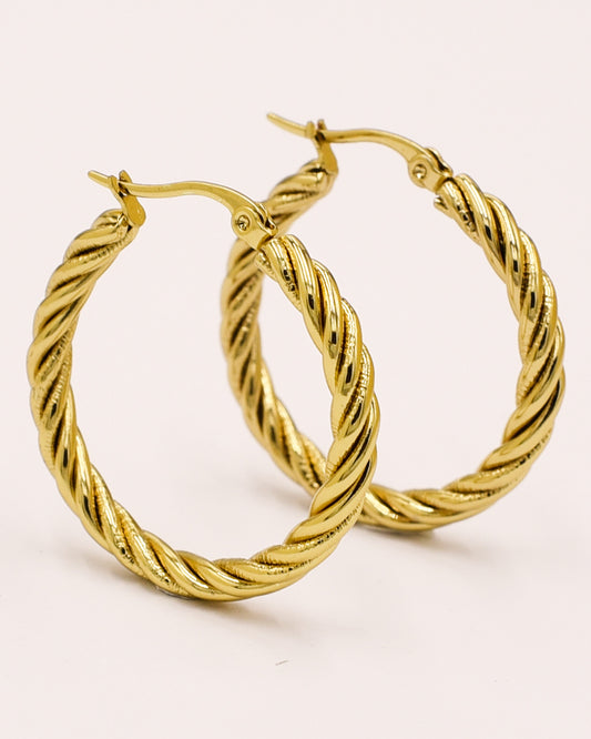 18k Gold plated braided hoops