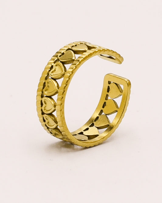 18k Gold plated heartline ring